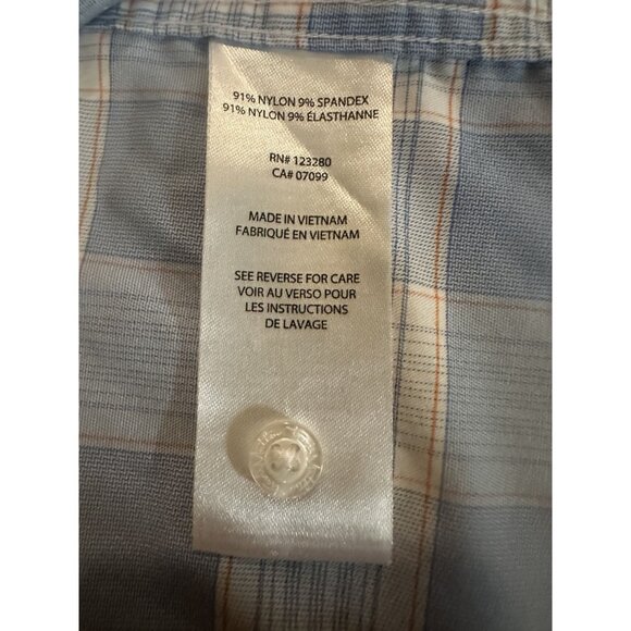 Travis Mathew Shirt Mens Size Medium Blue Plaid Button Up Short Sleeve Stretch - Picture 5 of 6